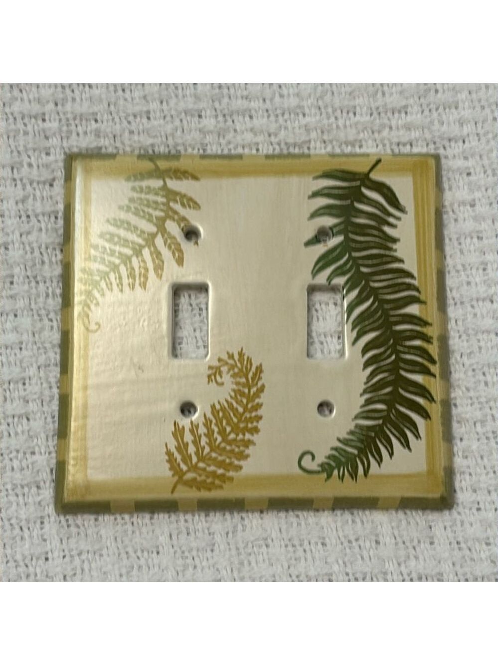FERN CERAMIC switch plate cover double toggle light switch plate cream green